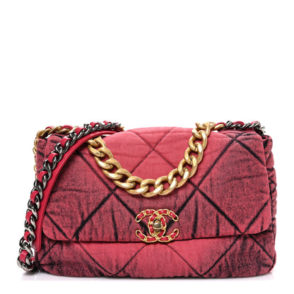 Chanel Washed Denim Quilted Medium Chanel 19 Flap Pink 1 of 11