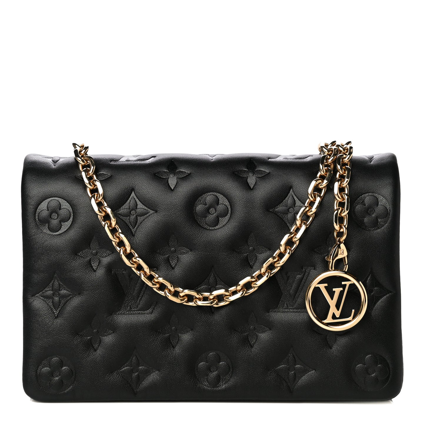 Lambskin Embossed Monogram Pochette Coussin Black