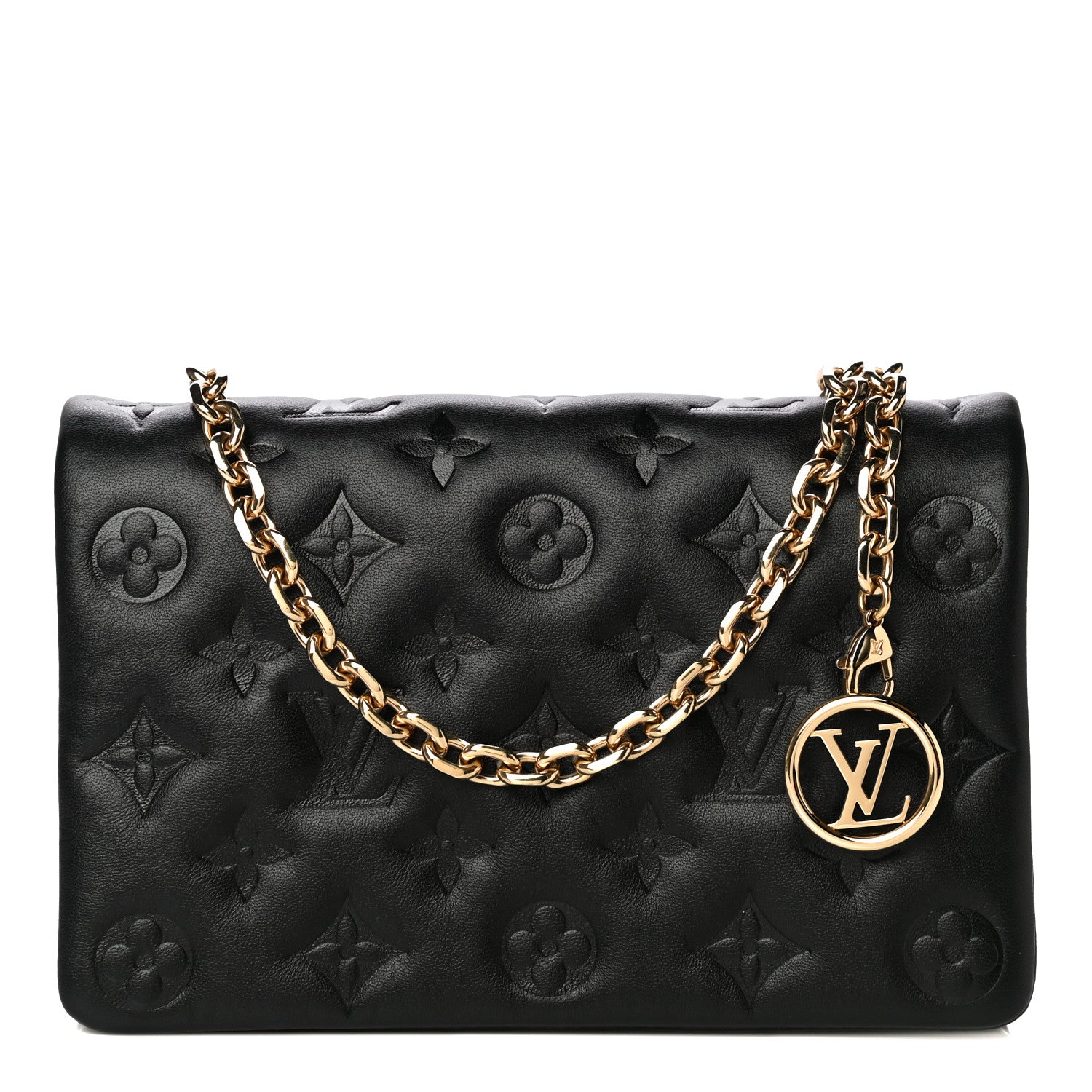 Louis Vuitton Lambskin Embossed Monogram Pochette Coussin Black 1 of 12