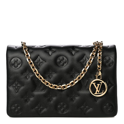 Louis Vuitton Lambskin Embossed Monogram Pochette Coussin Black 1 of 12