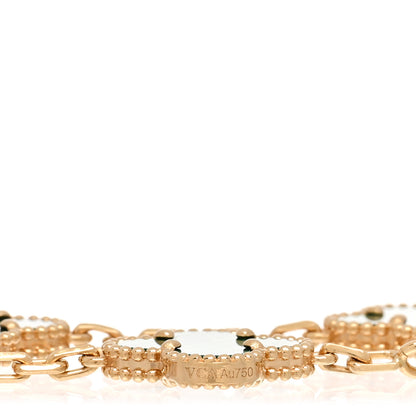 Van Cleef & Arpels 18K Yellow Gold Malachite 5 Motifs Vintage Alhambra Bracelet 3 of 5