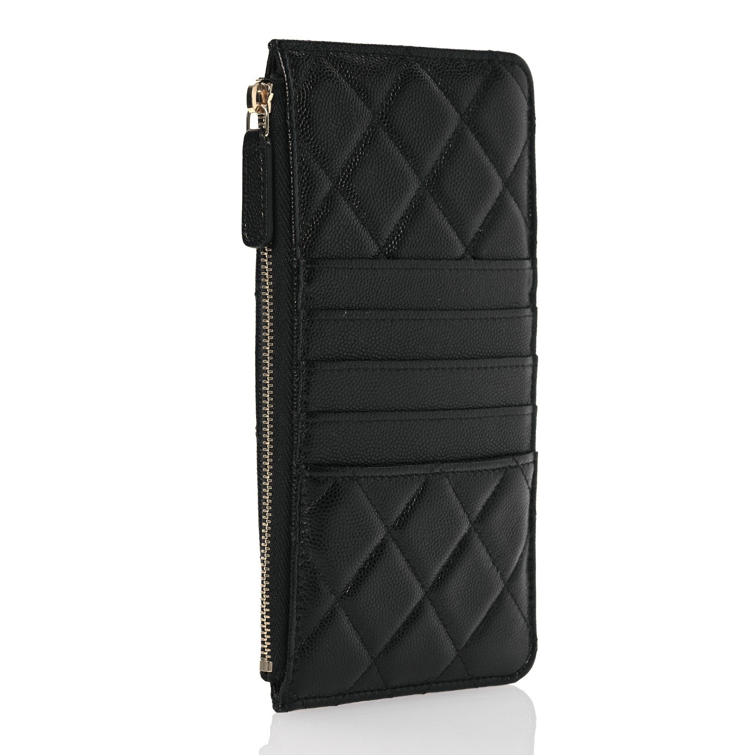 Chanel Caviar Quilted French New Wave Flat Wallet Pouch Black 3 of 8
