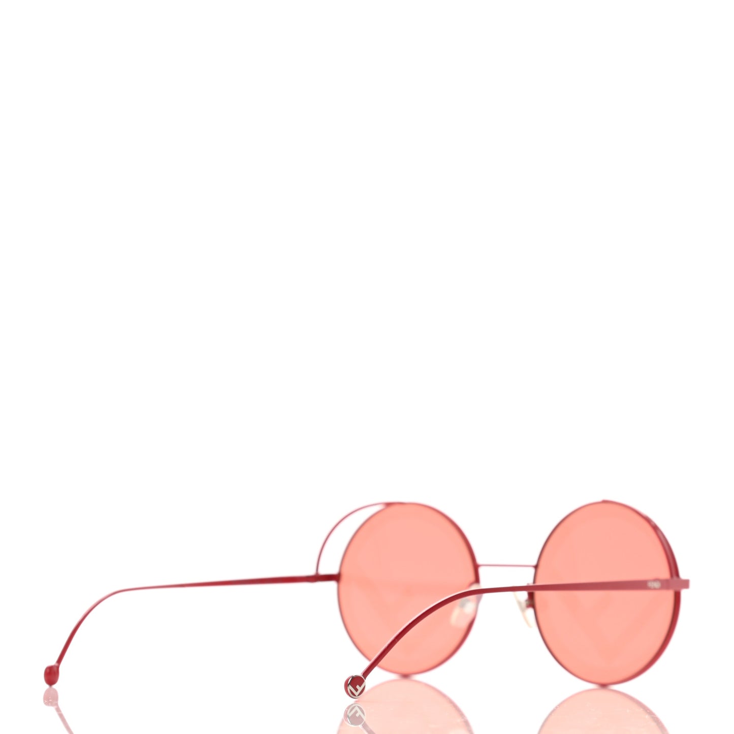 Metal F is Fendi Printed Run Away Round Frame Sunglasses FF 0285/S Red