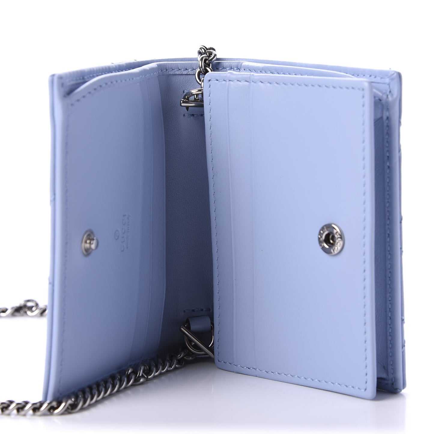 Calfskin Matelasse GG Marmont Mini Wallet On Chain Porcelain Light Blue