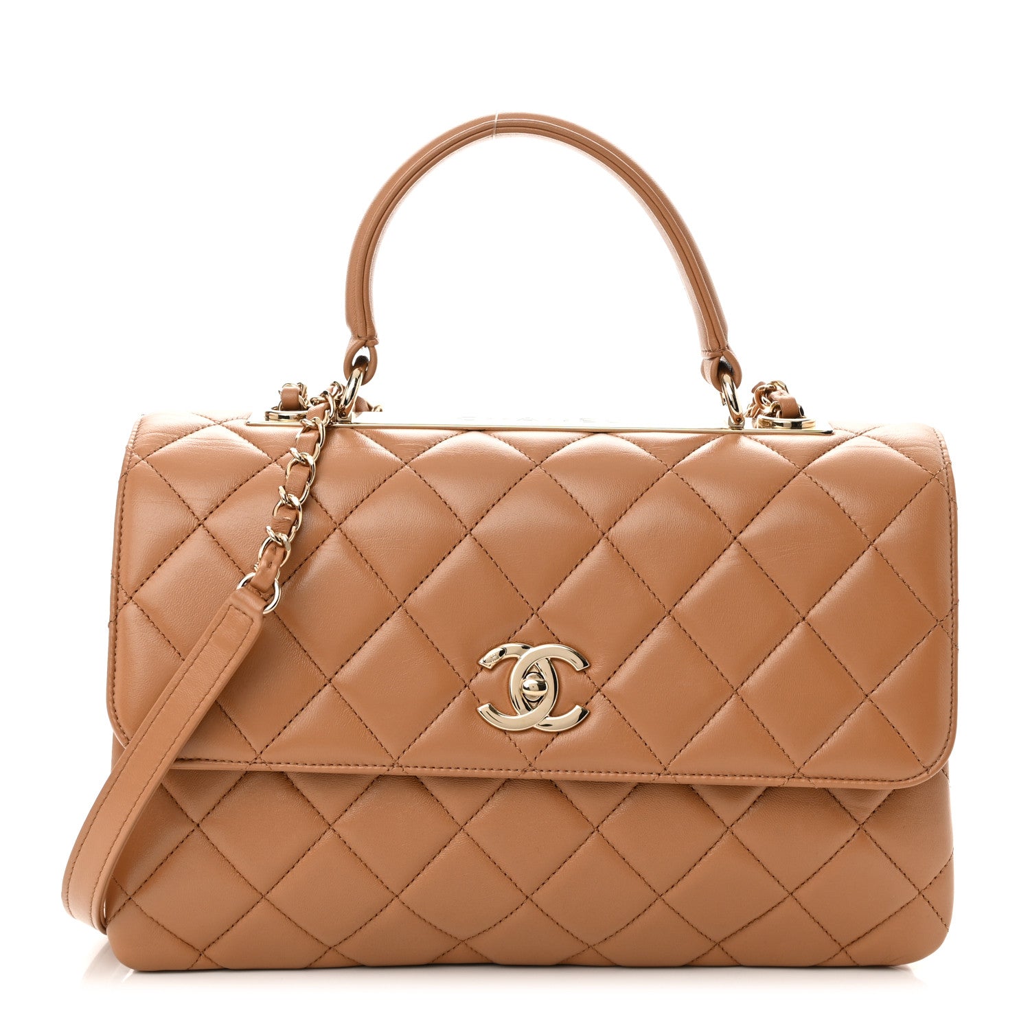 Chanel Lambskin Quilted Medium Trendy CC Flap Dual Handle Bag Beige 1 of 13