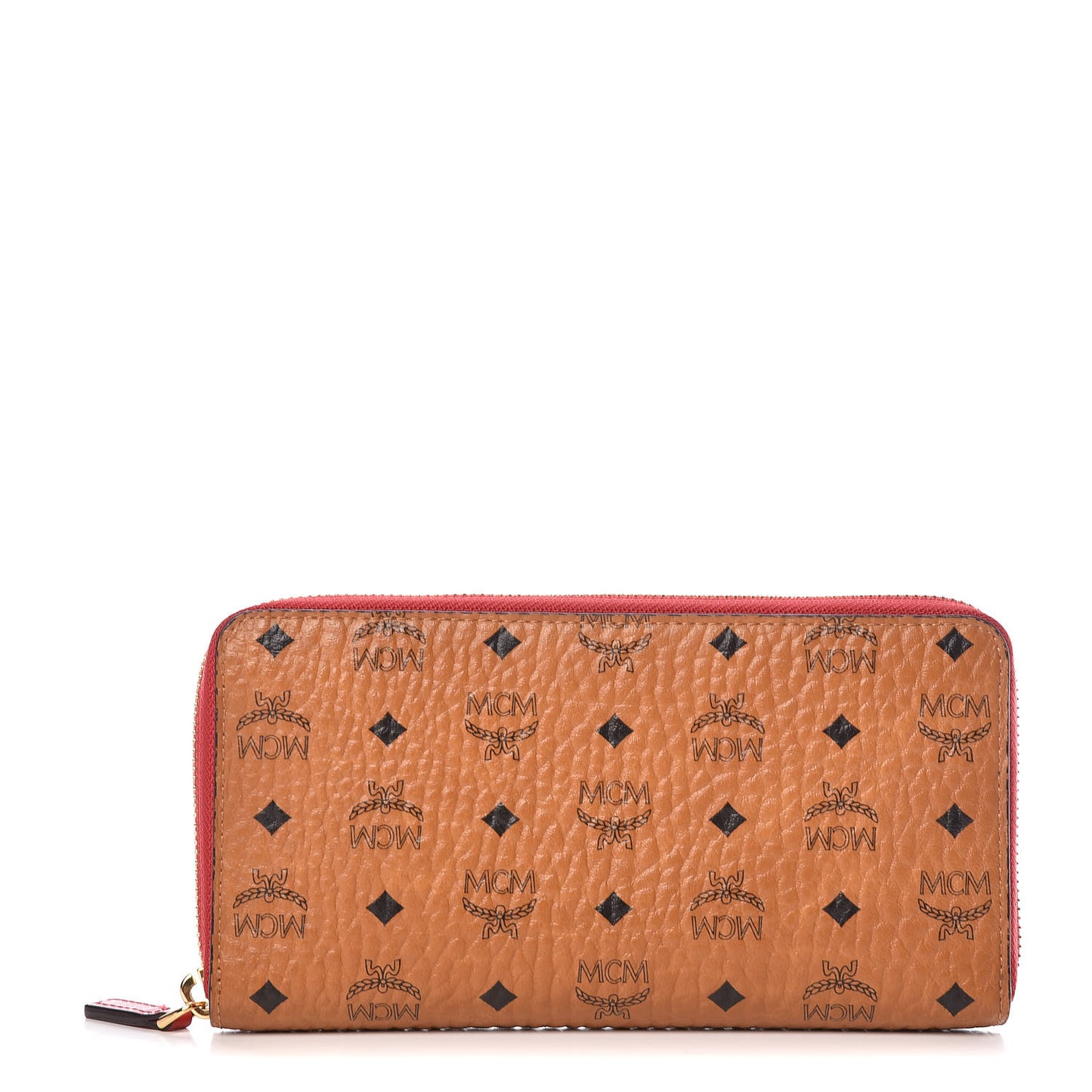 Visetos Large Zip Around Wallet Cognac Red