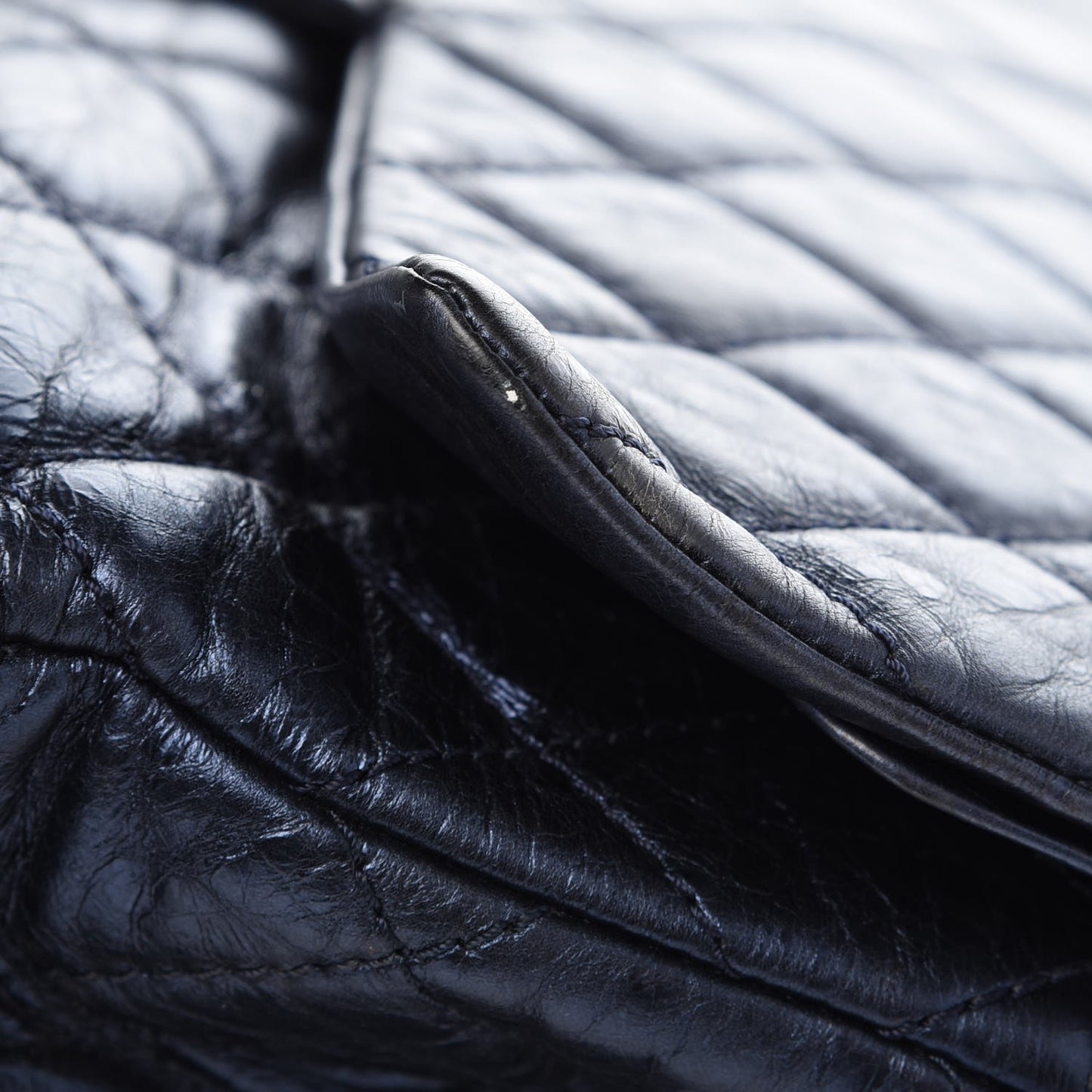 Metallic Aged Calfskin Quilted 2.55 Reissue 228 Flap Blue