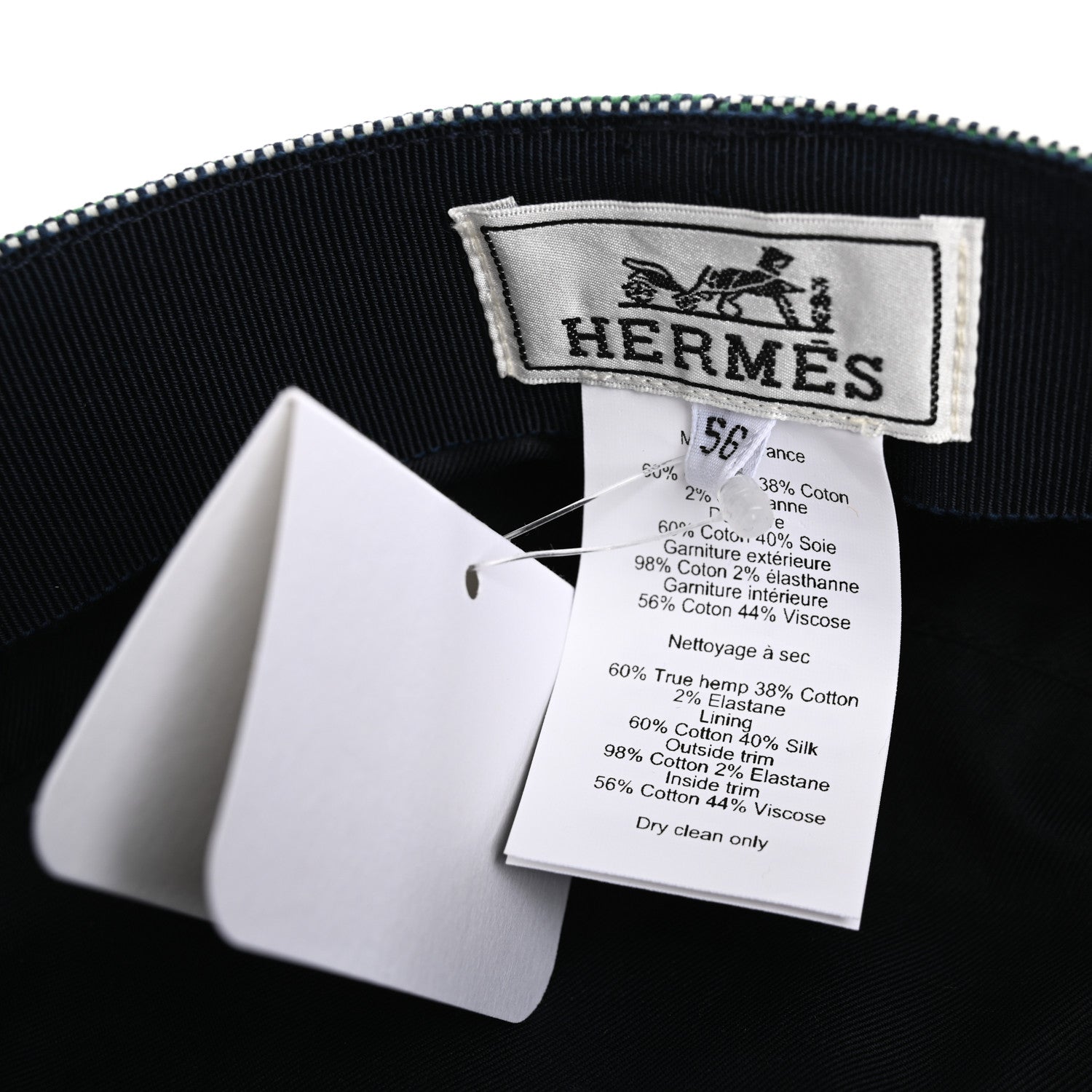 Hermes Cotton Hemp Cavale Pop Cap 56 Bleu Minuit Marine 8 of 8