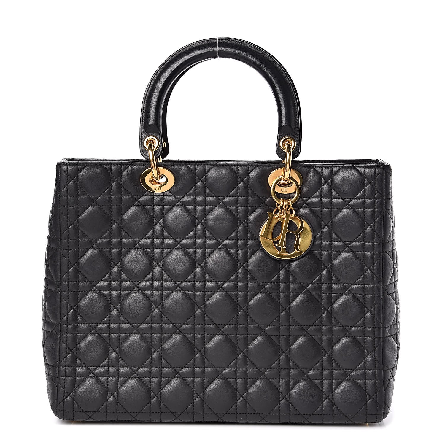 Christian Dior Lambskin Cannage Large Lady Dior Black 1 of 10