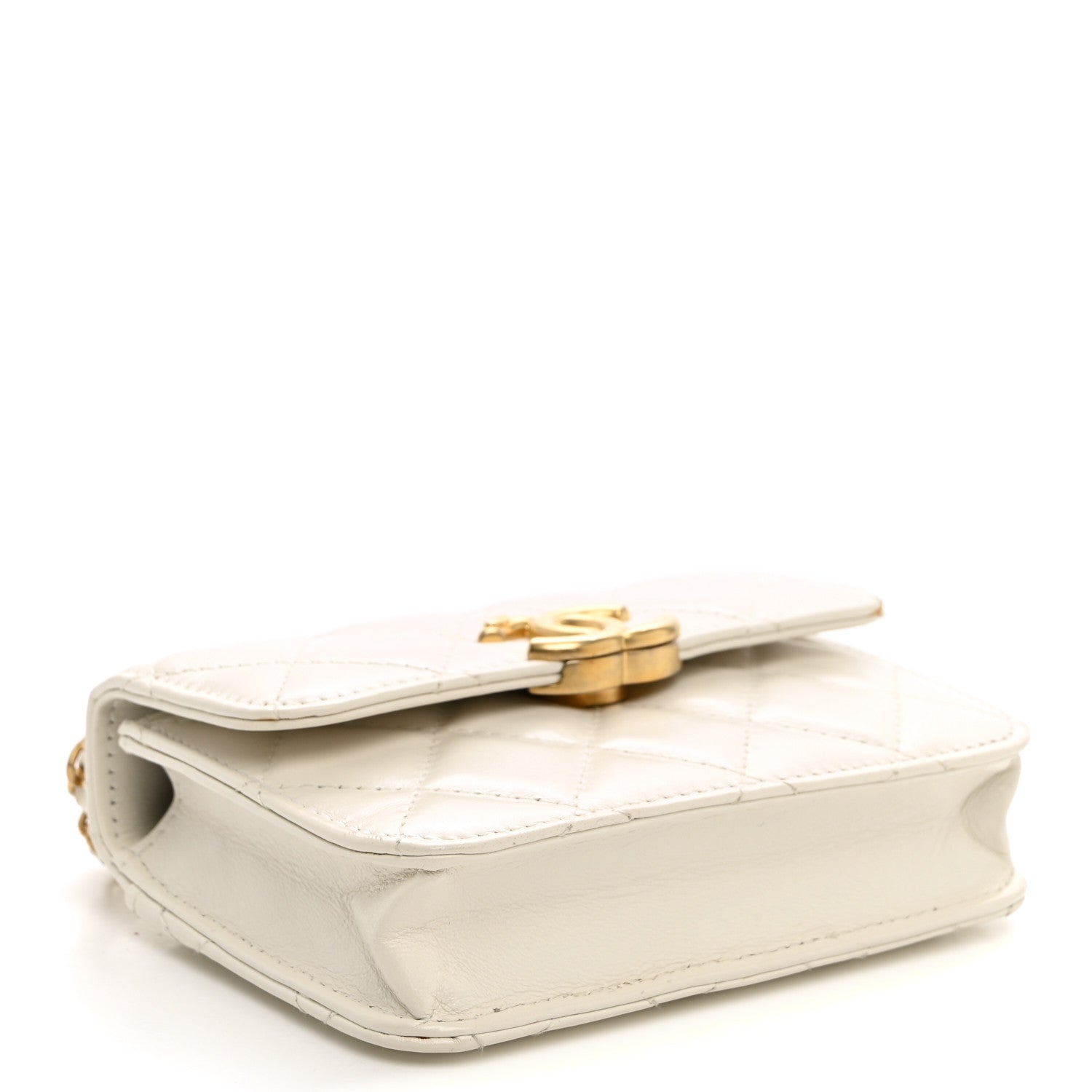 Chanel Calfskin Quilted Perfect Fit Coin Purse With Chain White 4 of 11