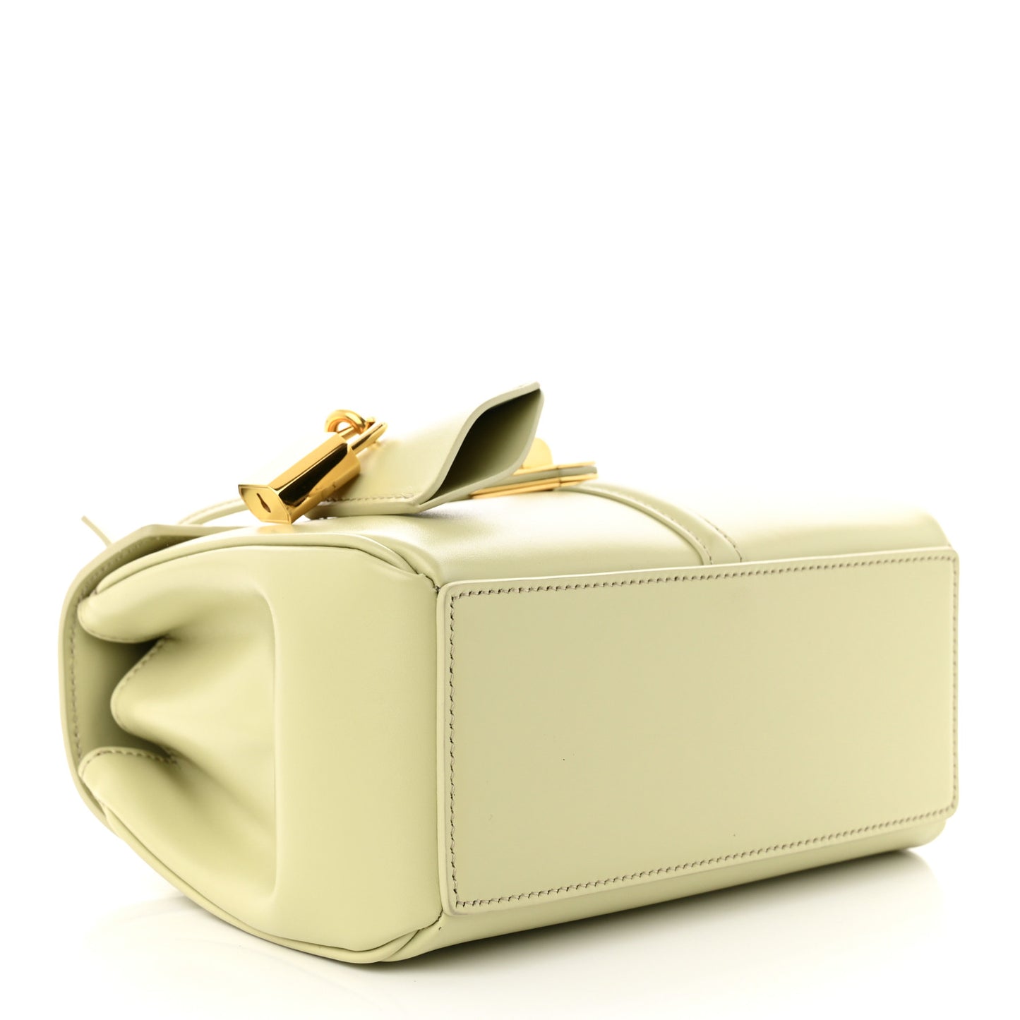 Satinated Calfskin Mini 16 Top Handle Bag Almond Green