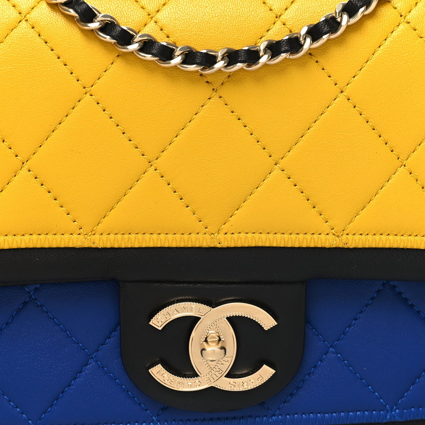 Lambskin Quilted Medium Graphic Flap Multicolor