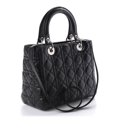 Christian Dior Lambskin Cannage Medium Lady Dior Black 3 of 10