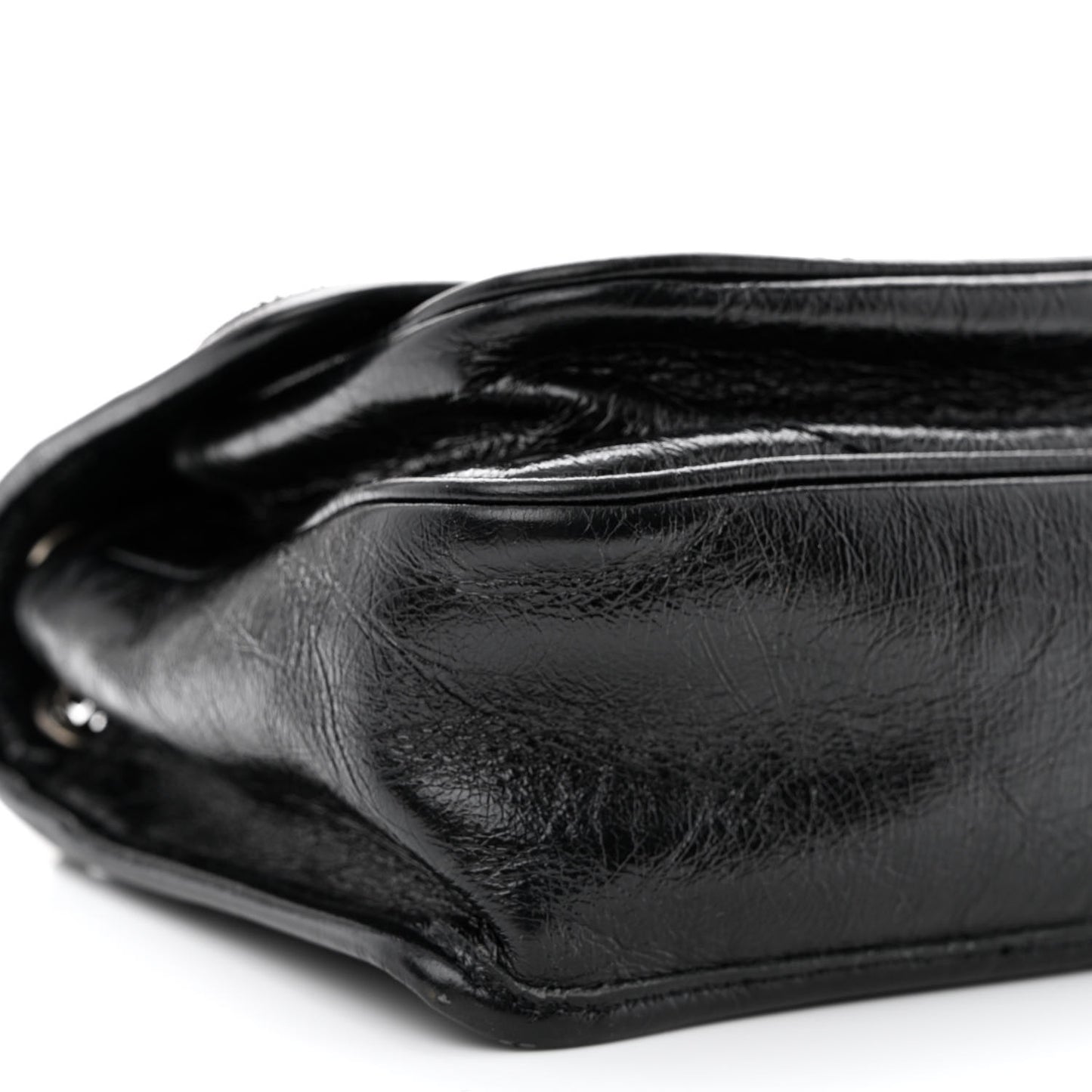 Crinkled Calfskin Matelasse Monogram Baby Niki Chain Satchel Black