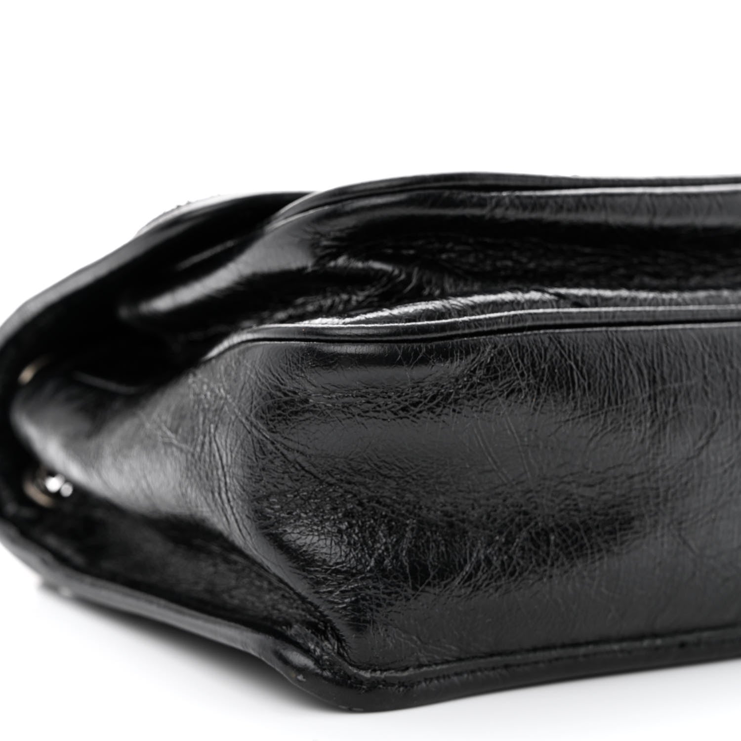 Saint Laurent Crinkled Calfskin Matelasse Monogram Baby Niki Chain Satchel Black 9 of 12
