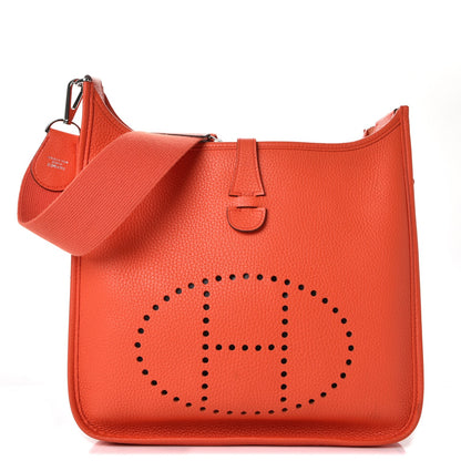 Hermes Taurillon Clemence Evelyne III PM Orange Poppy 1 of 12
