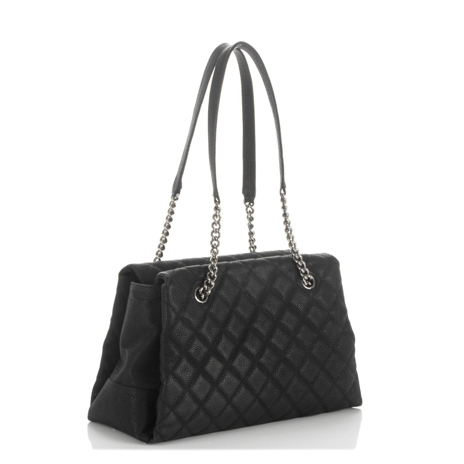 Chanel Iridescent Caviar Quilted Lady Pearly Tote Black 3 of 8