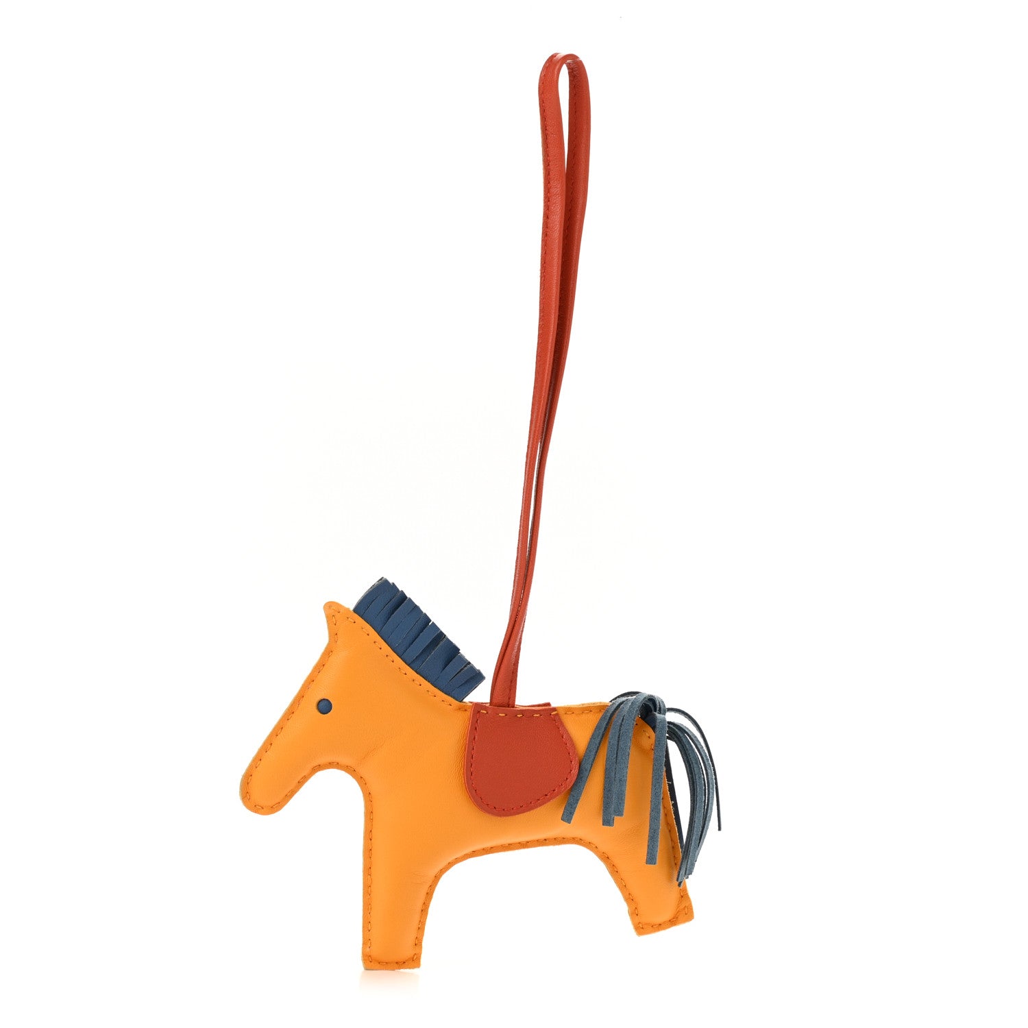 Hermes Milo Lambskin Grigri Rodeo Horse Bag Charm MM Jaune D'Or Bleu Agate Cornaline 1 of 4