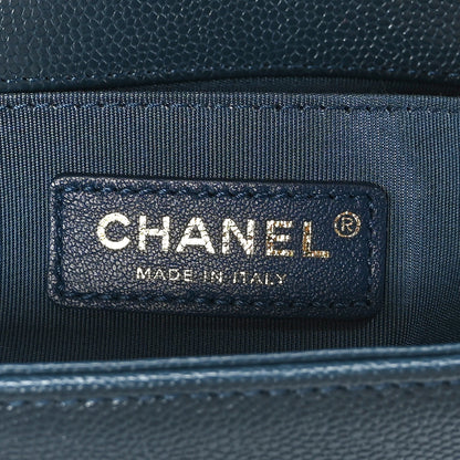 Chanel Caviar Chevron Quilted Medium Boy Flap Blue 6 of 9