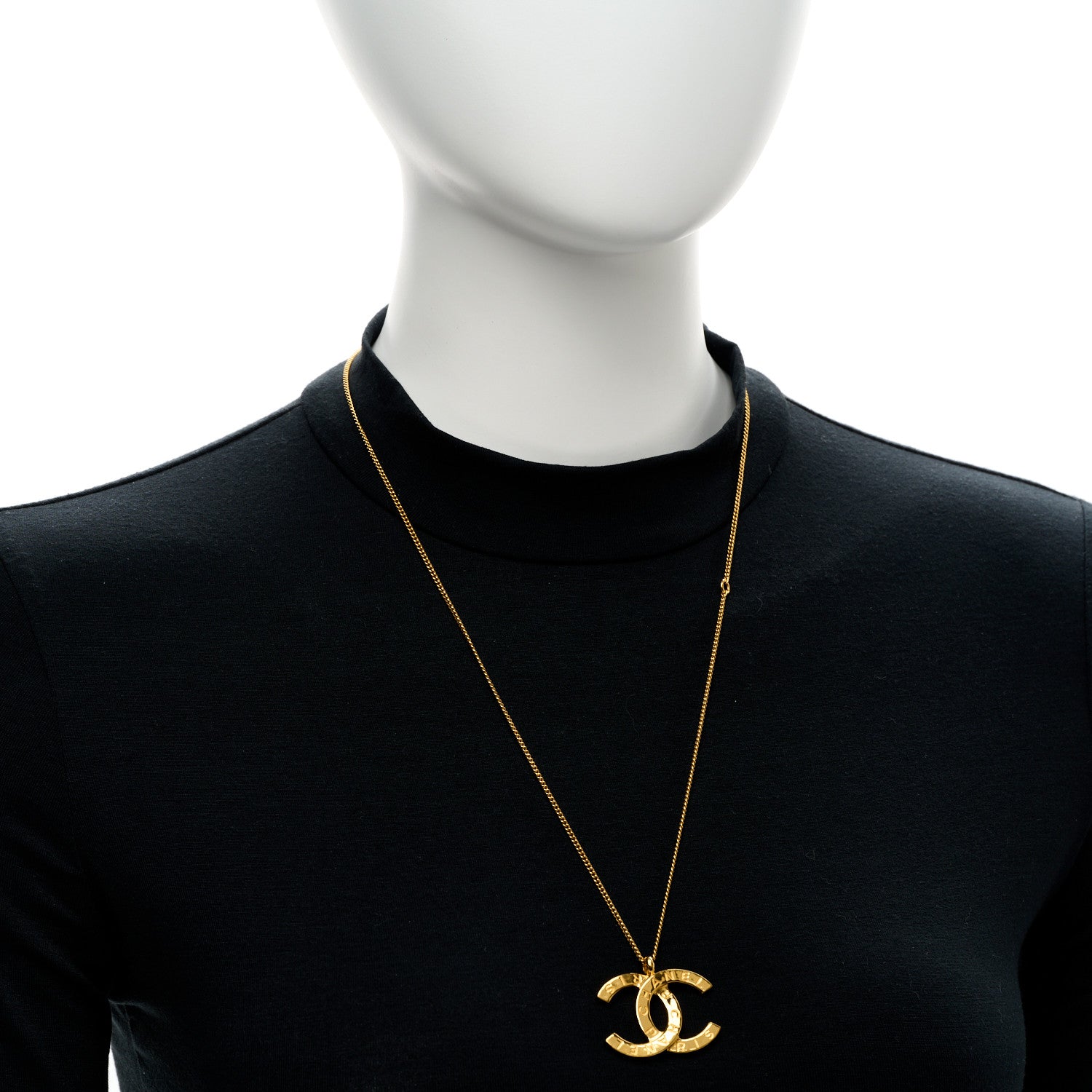 Chanel Metal CC Paris Button Necklace Gold 2 of 6
