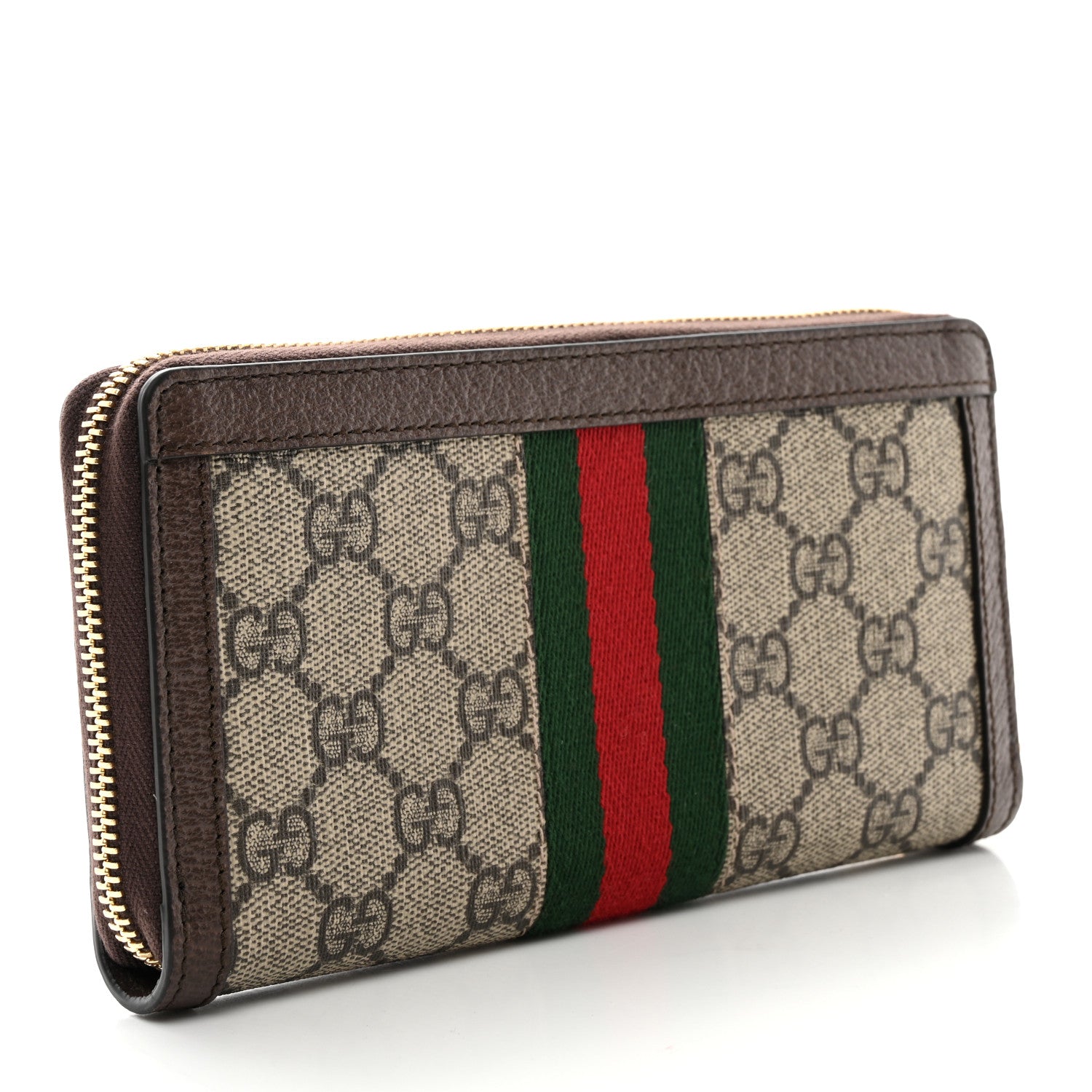 Gucci GG Supreme Monogram Web Ophidia Zip Around Wallet Brown 3 of 7