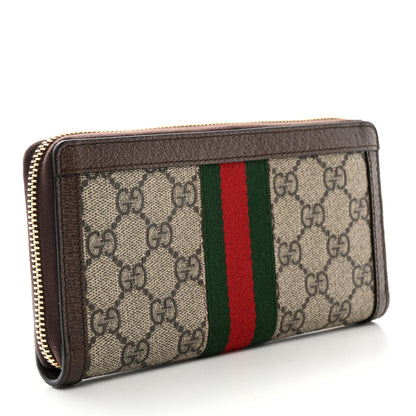 Gucci GG Supreme Monogram Web Ophidia Zip Around Wallet Brown 3 of 7
