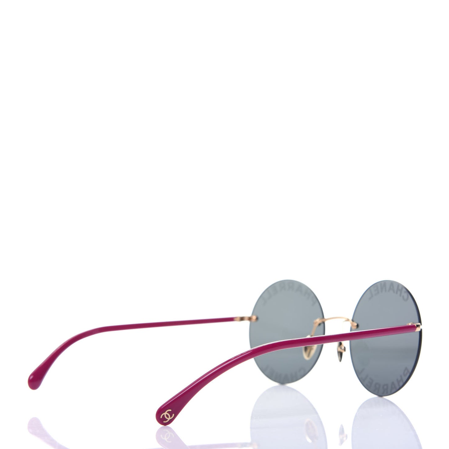 X PHARRELL WILLIAMS Gold Plated Acetate Round Sunglasses Pink