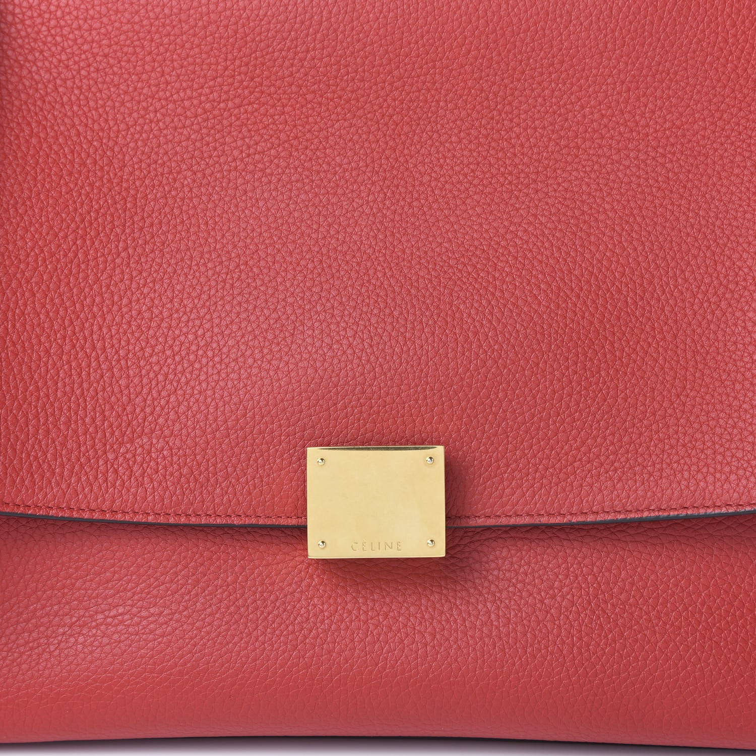 Celine Drummed Calfskin Suede Small Trapeze Coquelicot 9 of 9