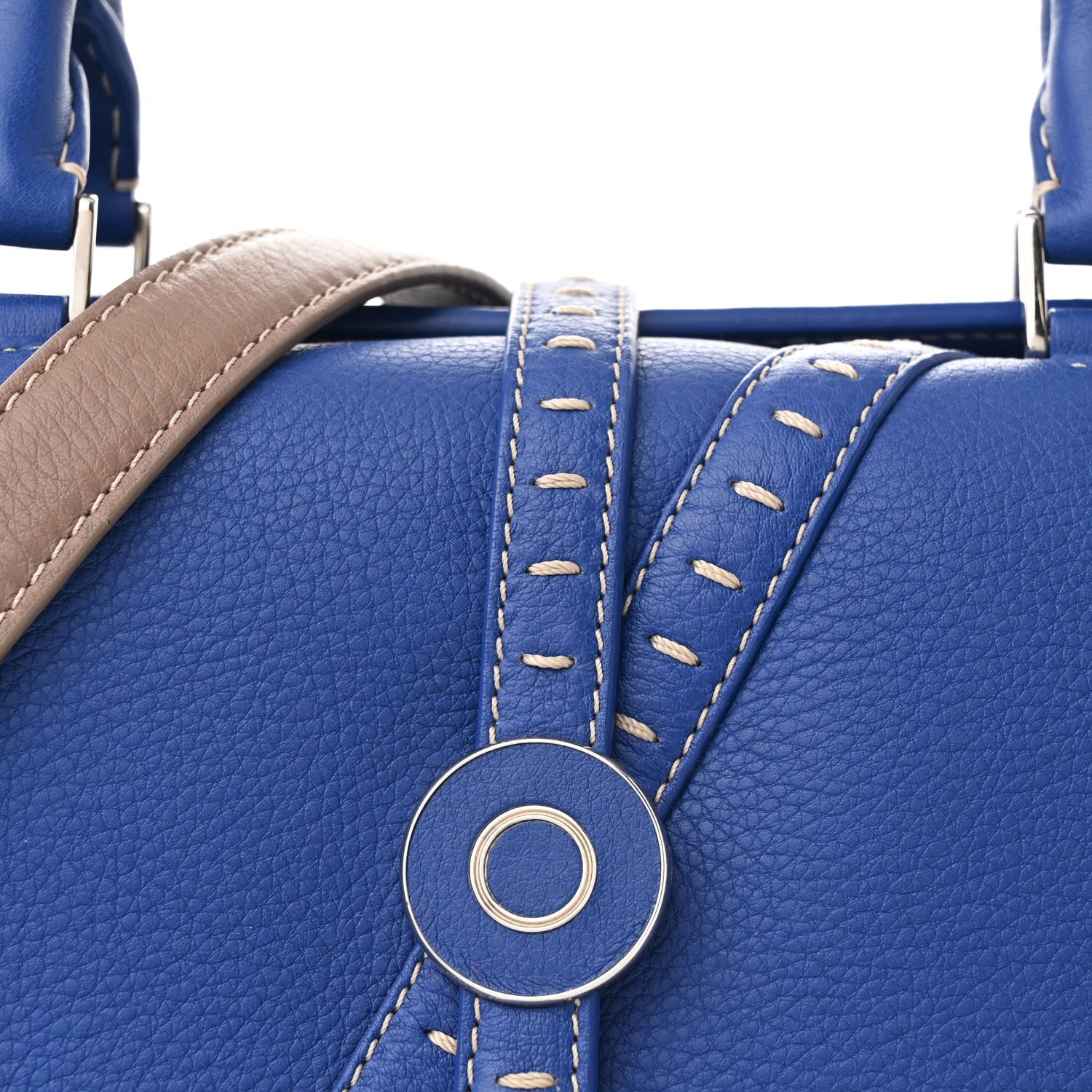 Loro Piana Grained Calfskin Bridle P Shoulder Bag Blue Warm Mastic 8 of 10