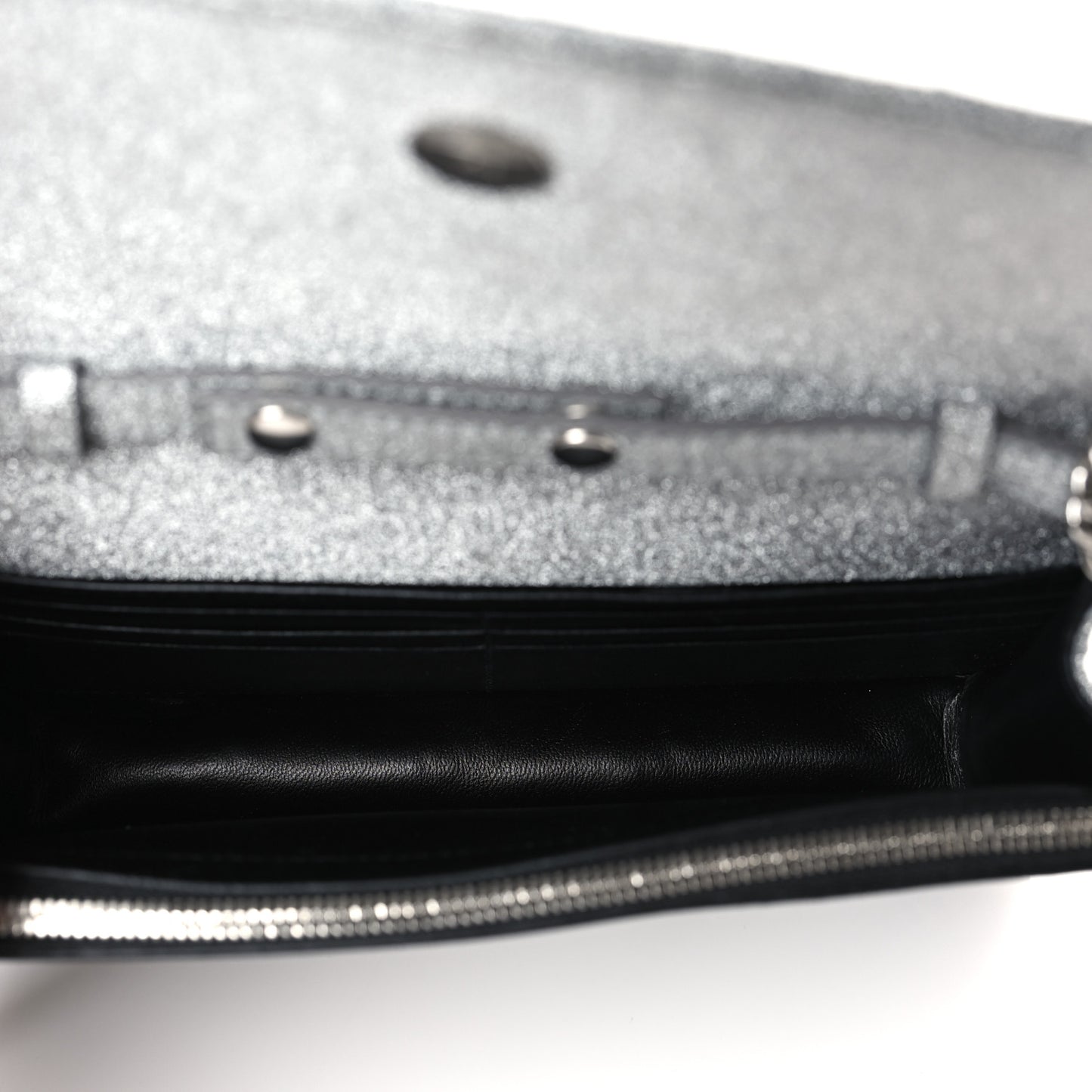 Glitter Logo Matelasse BB Wallet On Chain Silver