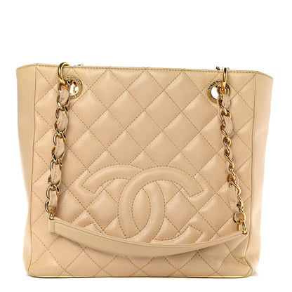 Chanel Caviar Quilted Petit Shopping Tote PST Beige 1 of 11