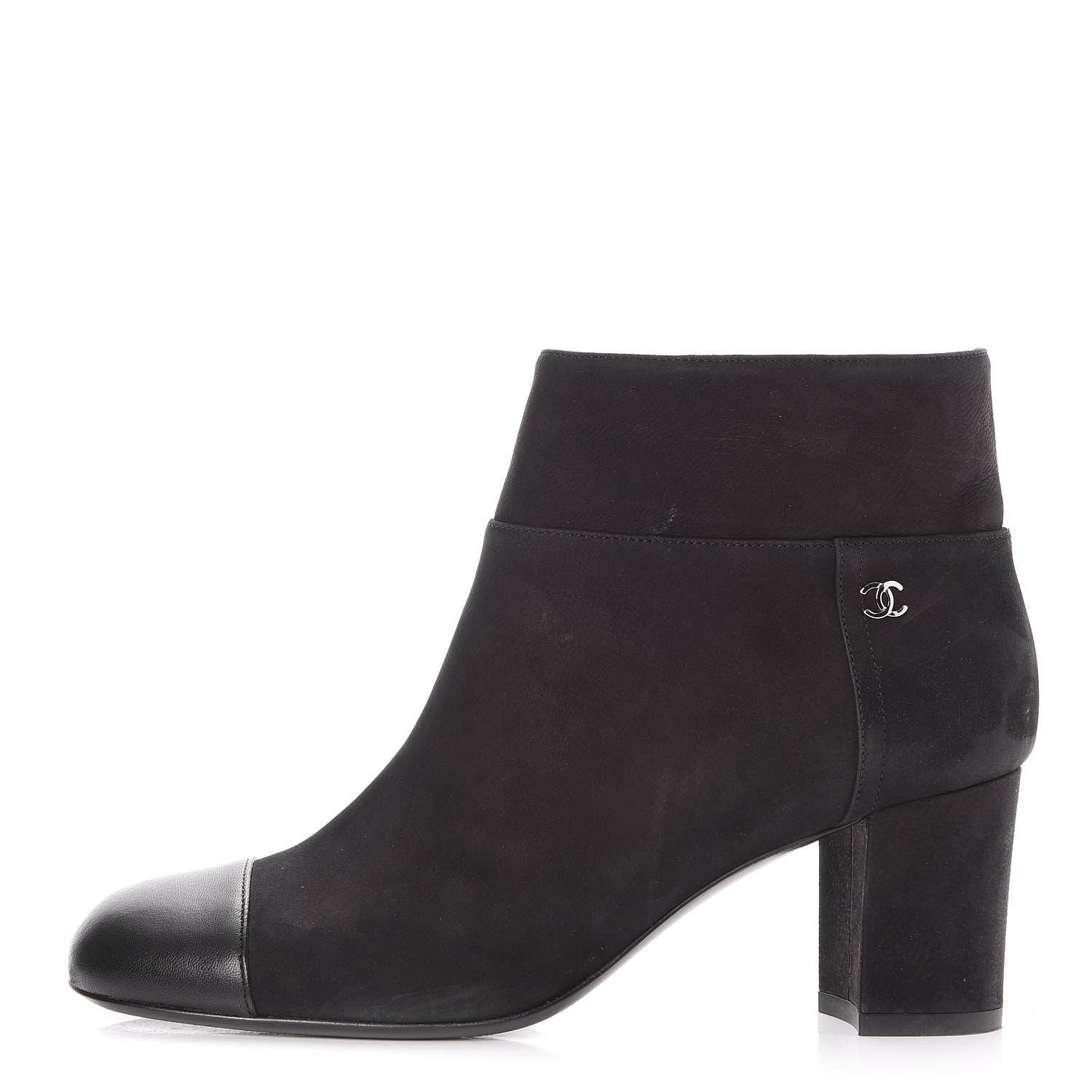 Chanel Suede CC Cap Toe Ankle Booties Boots 36 Black 1 of 11