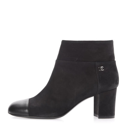 Chanel Suede CC Cap Toe Ankle Booties Boots 36 Black 1 of 11