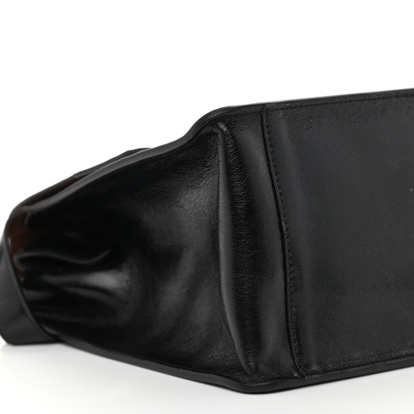 Agnello Old Shine Large Kan U Shoulder Bag Black