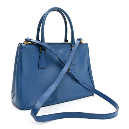 Prada Saffiano Small Galleria Double Zip Tote Azzurro 3 of 13