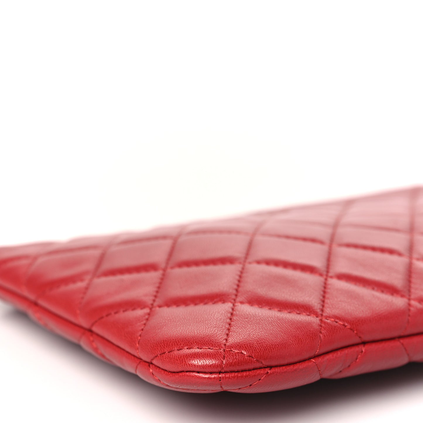 Lambskin Quilted Medium Cosmetic Case Red