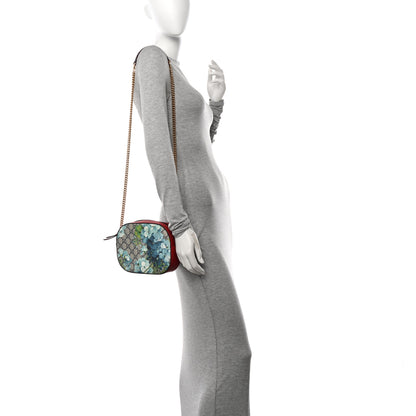 Gucci GG Supreme Monogram Blooms Mini Chain Shoulder Bag Beige Blue Navy Hibiscus Red 2 of 11