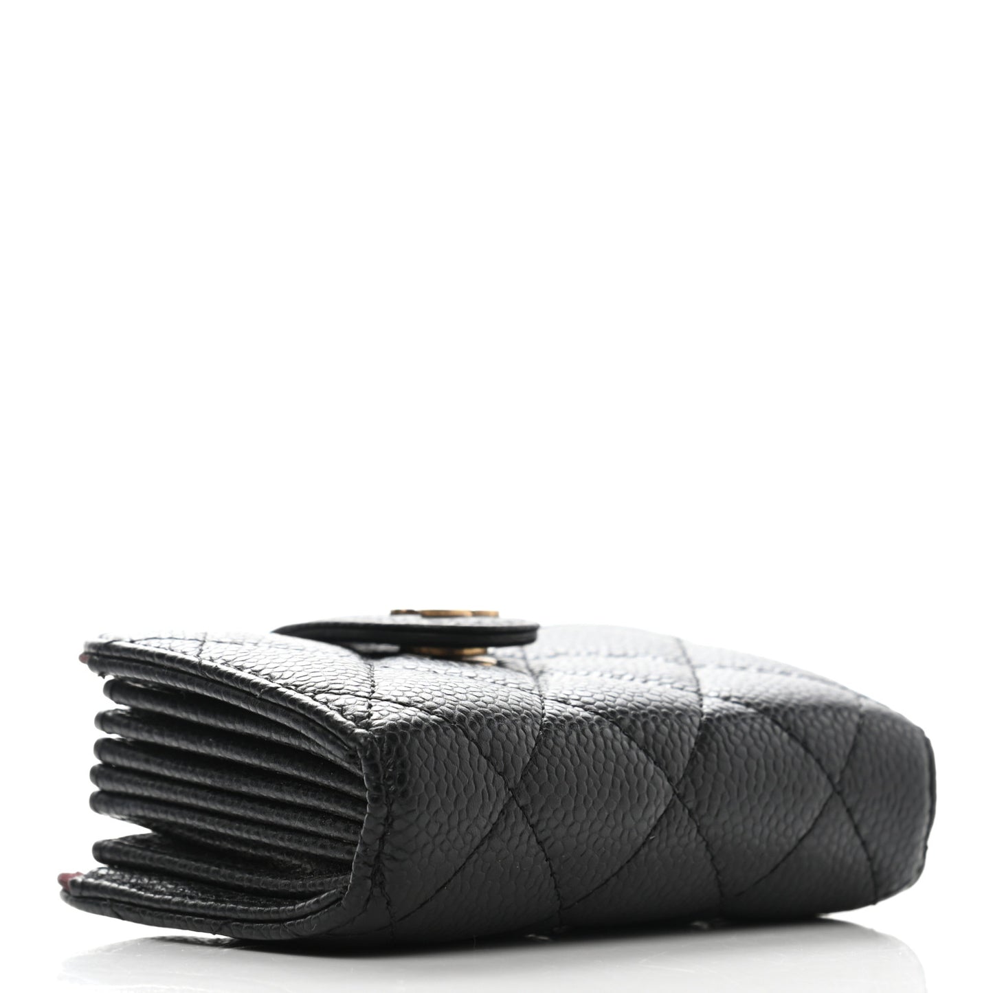 Caviar Quilted Gusseted Card Holder Black