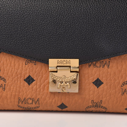 MCM Visetos Calfskin Millie Wallet On Chain Cognac Black 7 of 9