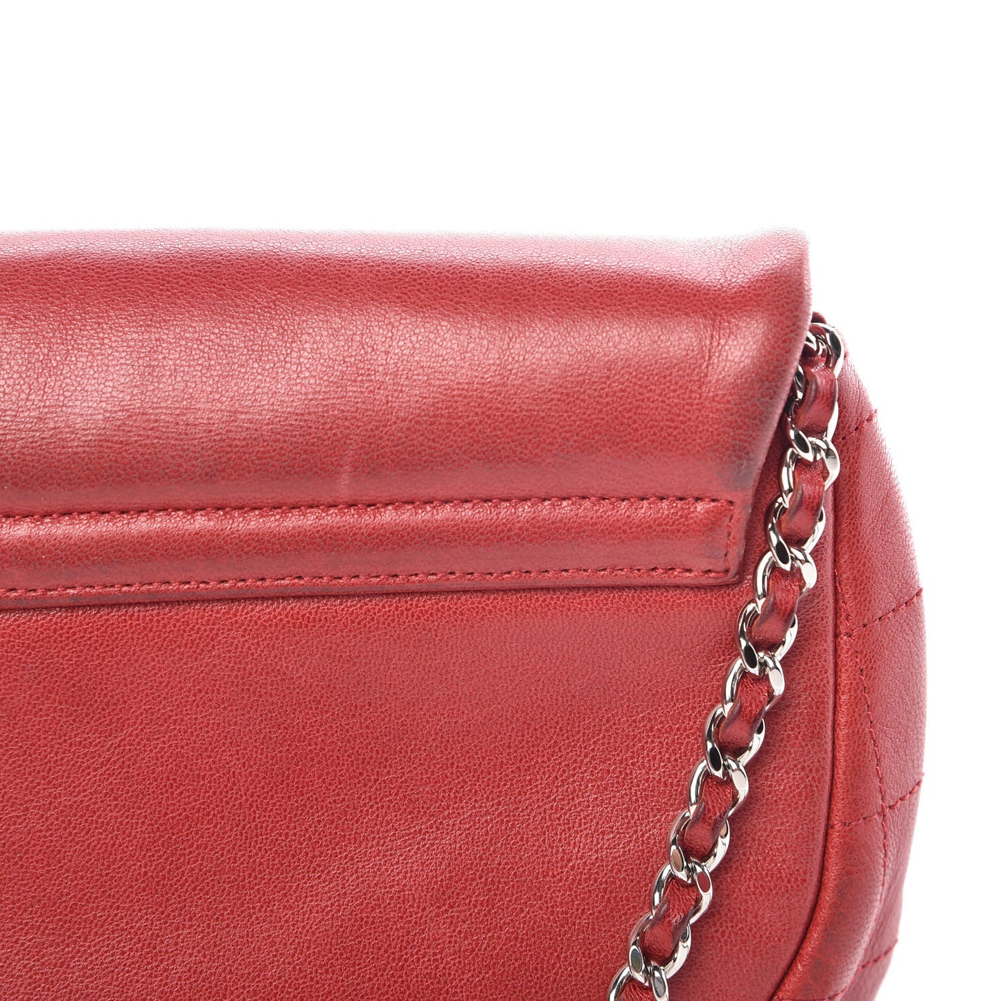 Lambskin Half Moon Wallet On Chain WOC Red