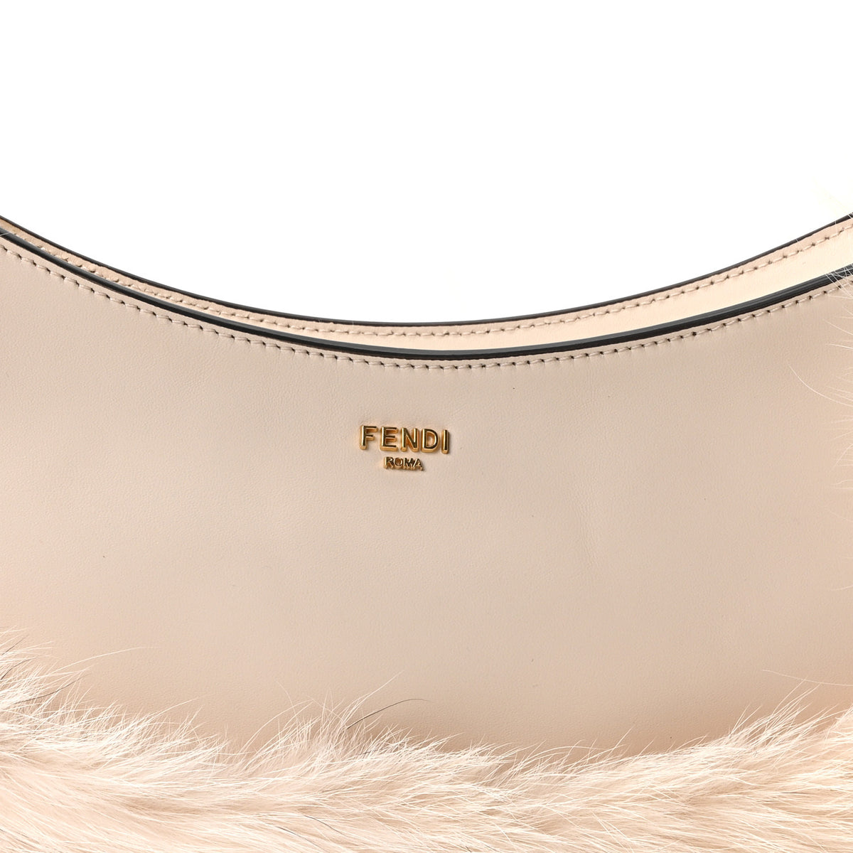 Fox Fur Vitello Fendi O'Lock Swing Camelia