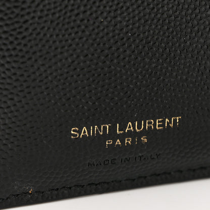 Saint Laurent Grain De Poudre Matelasse Chevron Monogram Zipped Two-Part Wallet Black 6 of 9