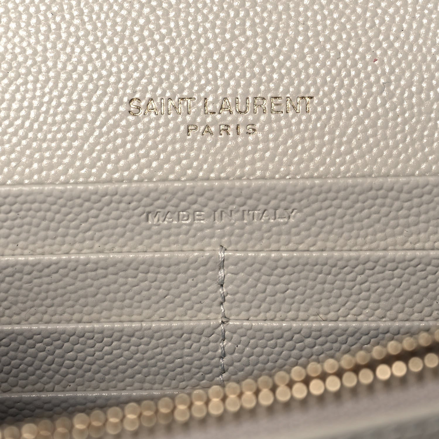 Saint Laurent Grain De Poudre Matelasse Chevron Monogram Chain Wallet Crema Soft 6 of 13