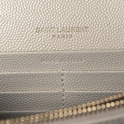 Saint Laurent Grain De Poudre Matelasse Chevron Monogram Chain Wallet Crema Soft 6 of 13
