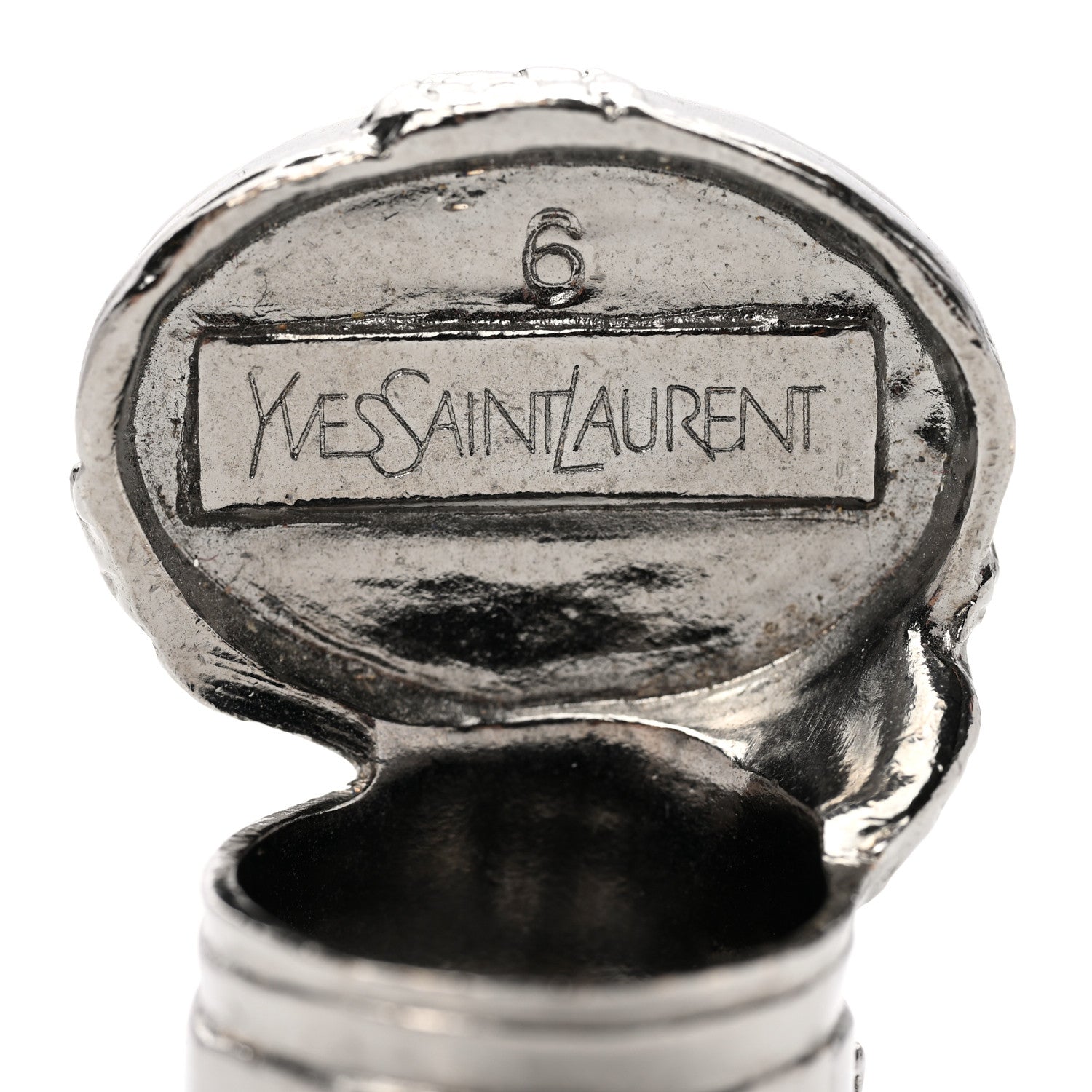 Saint Laurent Ruthenium Glass Cabochon Arty Ovale Ring 6 Red 4 of 4