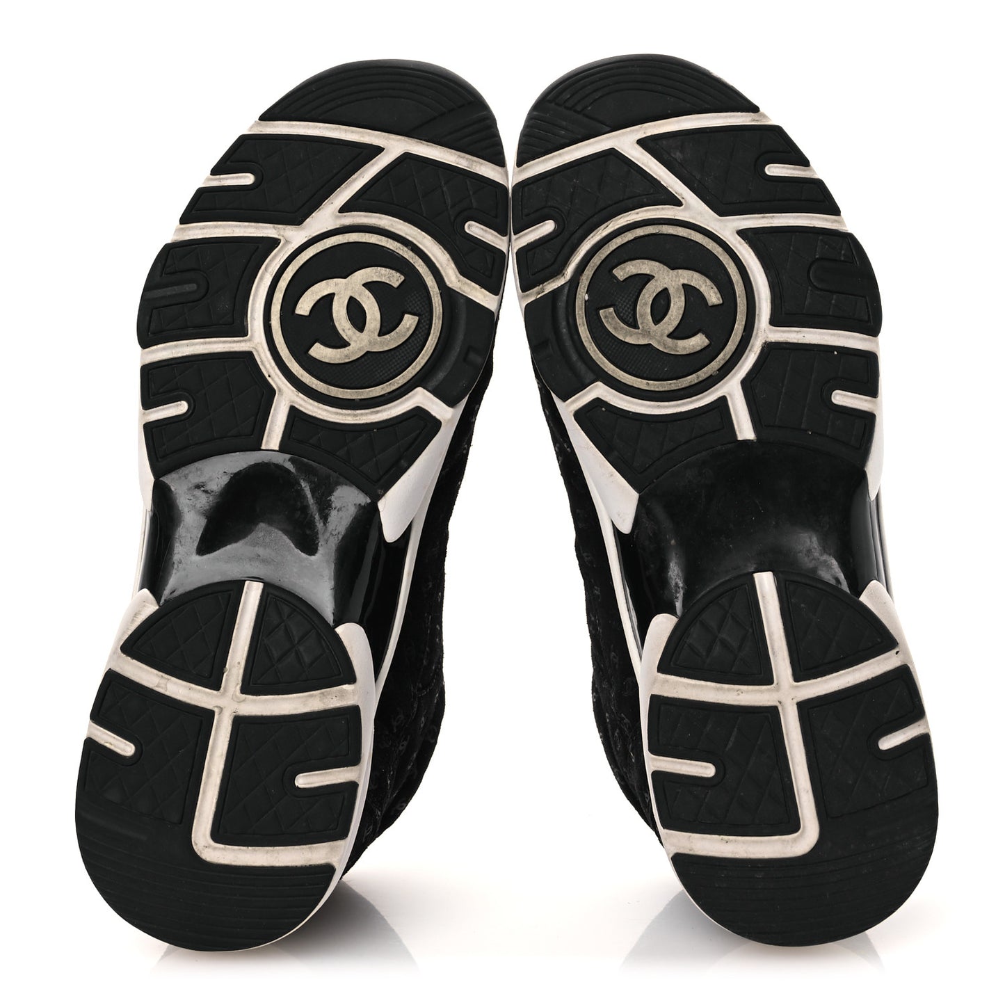 Suede Calfskin Printed CC Sneakers 38.5 Black