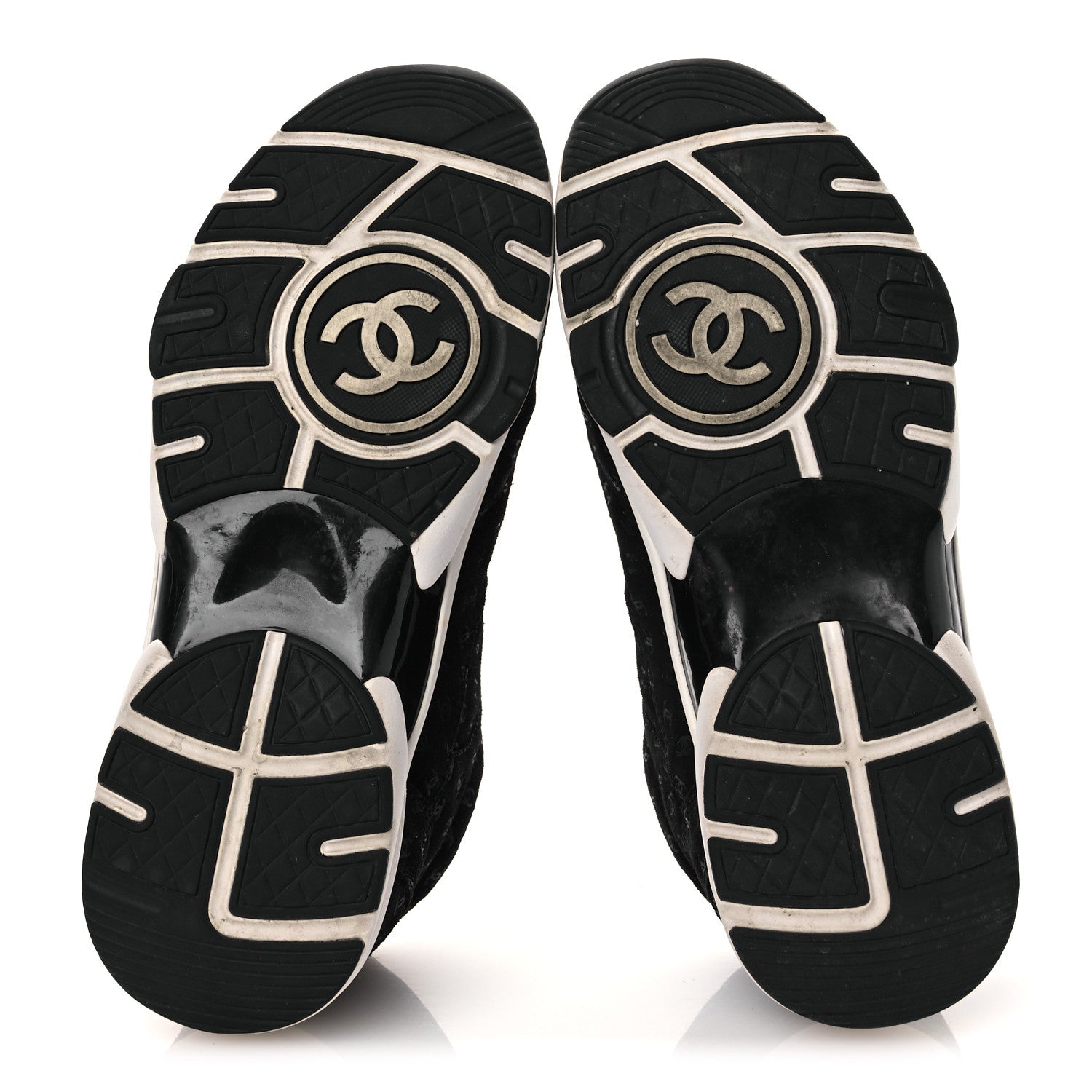 Chanel Suede Calfskin Printed CC Sneakers 38.5 Black 7 of 12