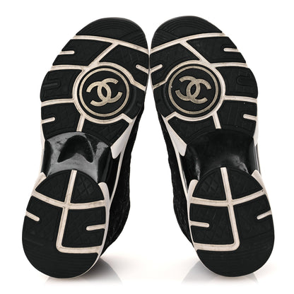 Chanel Suede Calfskin Printed CC Sneakers 38.5 Black 7 of 12