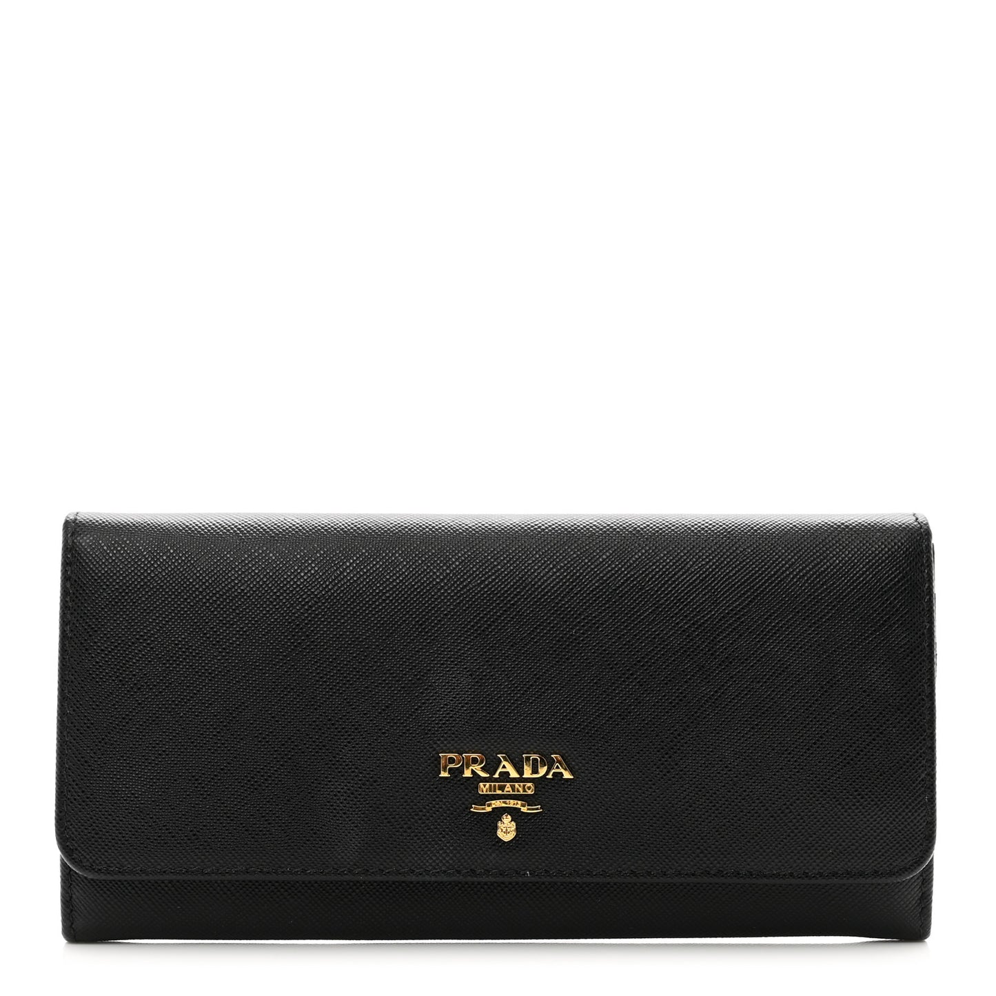 Saffiano Metal Continental Flap Wallet Black