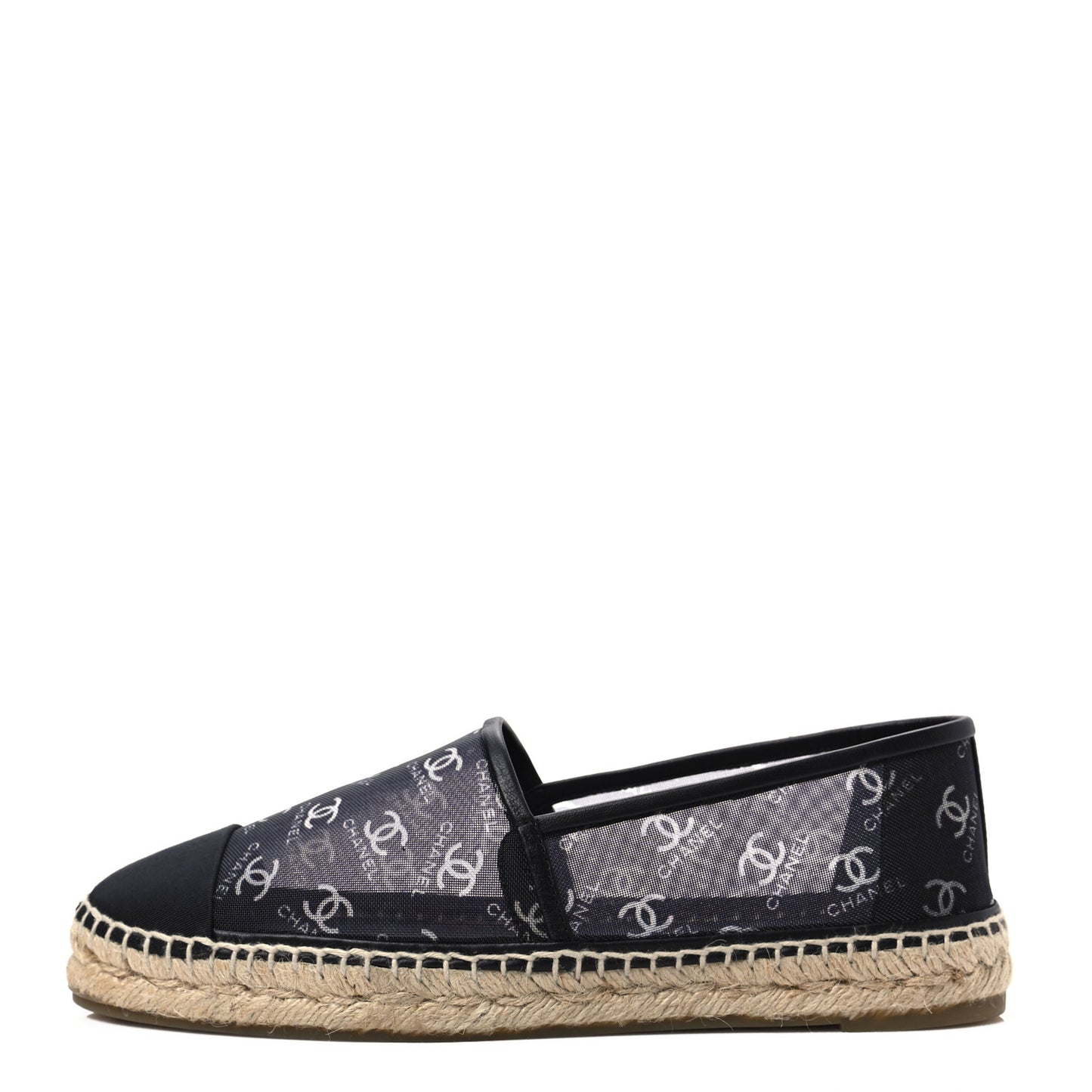 Mesh Grosgrain CC Espadrilles 40 Black White
